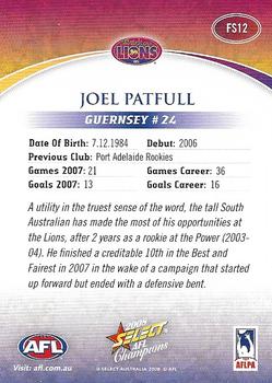 2008 Select AFL Champions - Blue Foil Signatures #FS12 Joel Patfull Back